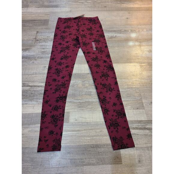 Arizona jeans small women's deep ruby floral leggings new with tags - Picture 1 of 9